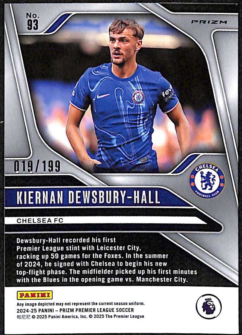2024-25 Panini Prizm Premier League Red Prizm Card 93 Kieran Dewsbury-Hall 19/199 - Image 2