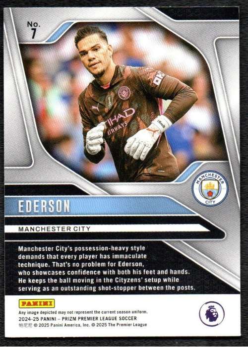 Ederson #7 - Manchester City 2024-25 Panini Prizm Base Card - Image 2