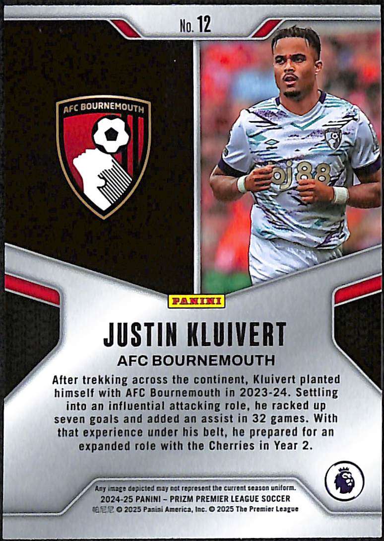 2024-25 Panini Prizm EPL Base Brilliance Card 12 Justin Kluivert - Image 2