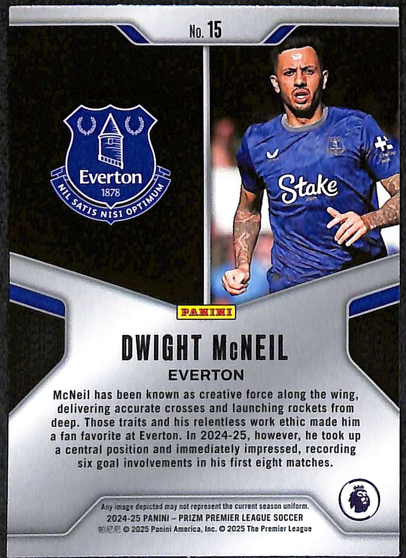 2024-25 Panini Prizm Premier League Brilliance Insert Card 15 Dwight McNeil - Image 2