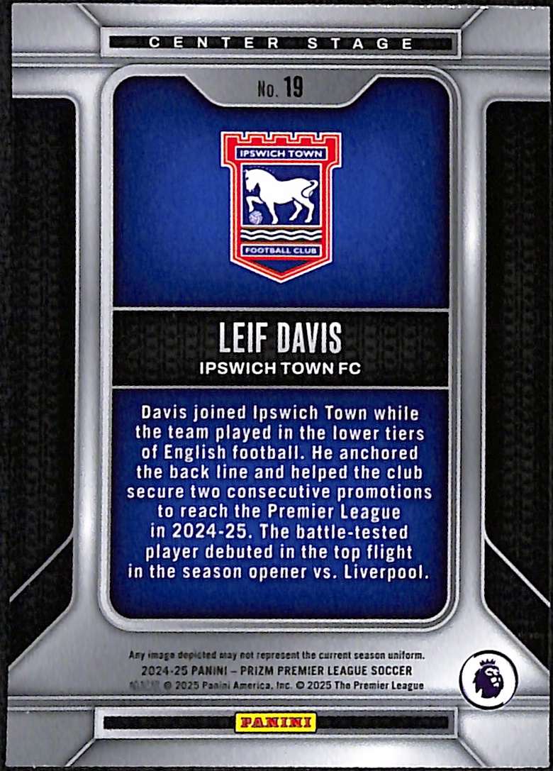 2024-25 Panini Prizm Premier League Center Stage Insert Card 19 Leif Davis - Image 2