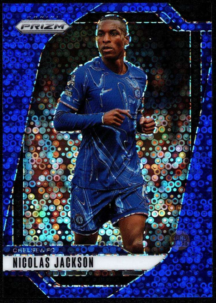 2024-25 Panini Prizm Premier League Blue Breakaway Card 99 Nicolas Jackson 11/99