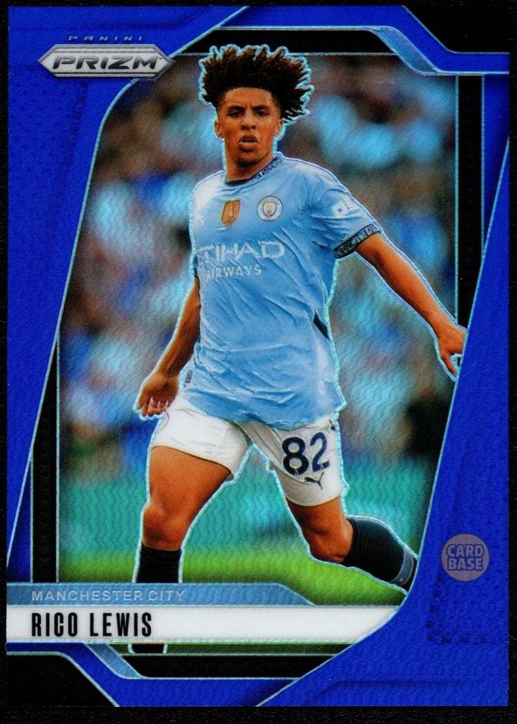 2024-25 Panini Prizm Premier League Blue Prizm Card 10 Rico Lewis 12/299