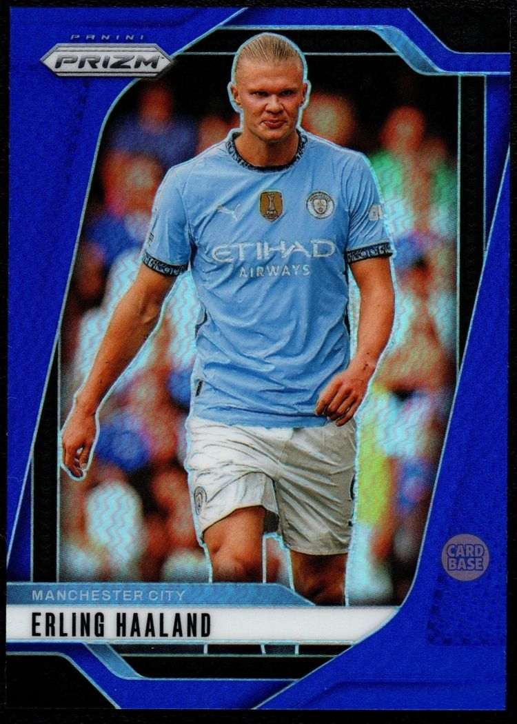 2024-25 Panini Prizm Premier League Blue Prizm Card 9 Erling Haaland 276/299