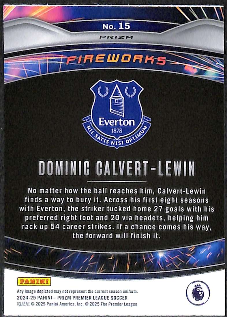 2024-25 Panini Prizm Premier League Fireworks SILVER Insert Card 15 Dominic Calvert-Lewin - Image 2