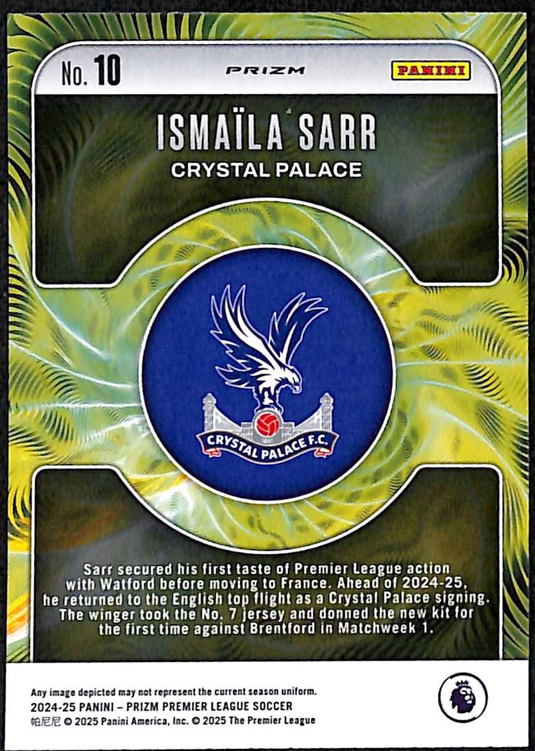 2024-25 Panini Prizm Premier League Fractal SILVER Insert Card 10 Ismaila Sarr - Image 2