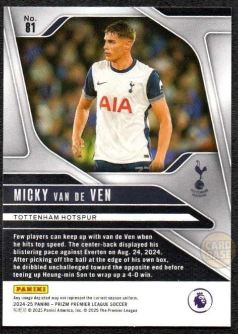 Micky van de Ven #81 - Tottenham Hotspur 2024-25 Panini Prizm Base Card - Image 2