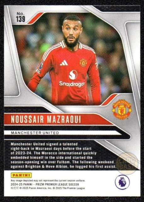 Noussair Mazraoui #139 - Manchester United 2024-25 Panini Prizm Base Card - Image 2