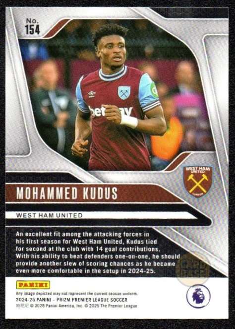 Mohammed Kudus #154 - West Ham United Panini Prizm Base Card 2024-25 - Image 2