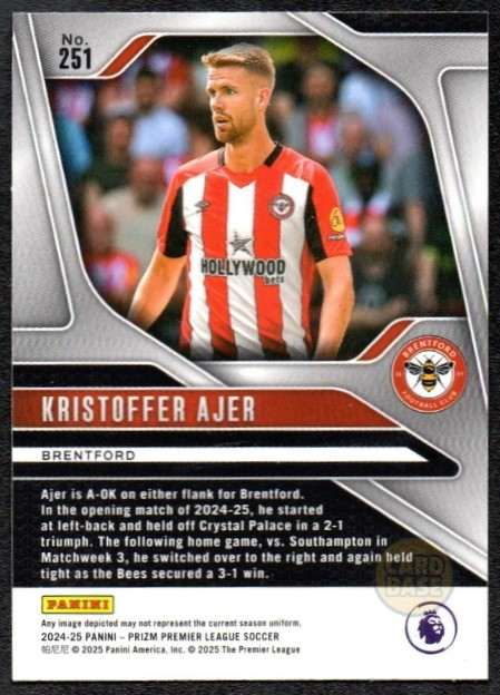 Kristoffer Ajer #251 - Brentford FC 2024-25 Panini Prizm Base Card - Image 2