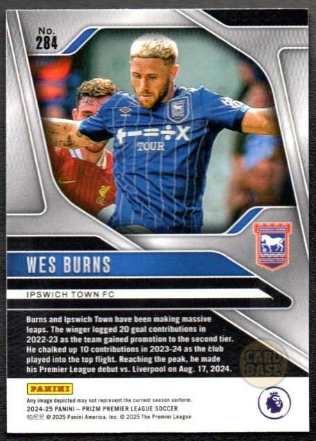 Wes Burns #284 - Ipswich Town FC 2024-25 Panini Prizm Base Card - Image 2