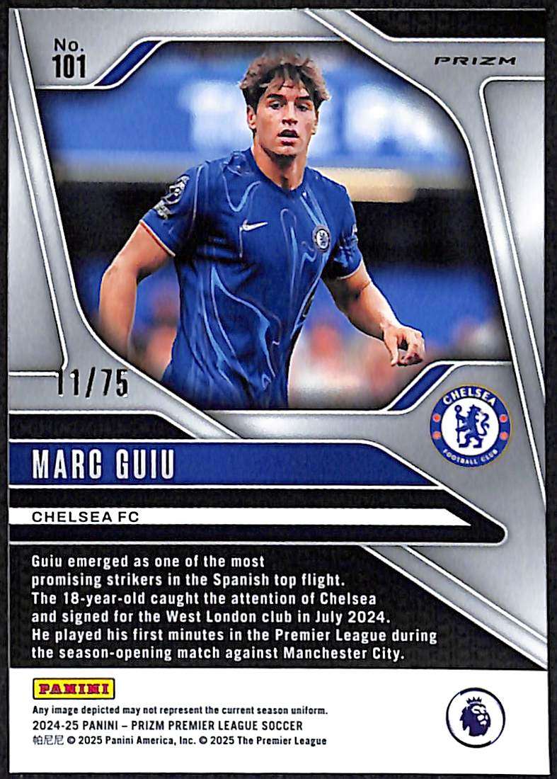 2024-25 Panini Prizm Premier League Blue Ice Card 101 Marc Guiu 11/75 - Image 2
