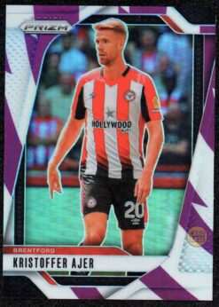 2024-25 Panini Prizm Premier League Purple White Stripe Card 251 Kristoffer Ajer 44/92