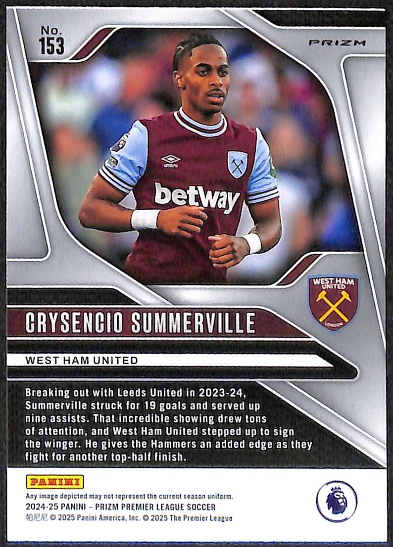 2024-25 Panini Prizm Premier League Silver Card 153 Crysencio Summerville - Image 2
