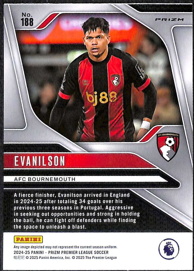 2024-25 Panini Prizm Premier League Pink Mosaic Card 188 Evanilson - Image 2