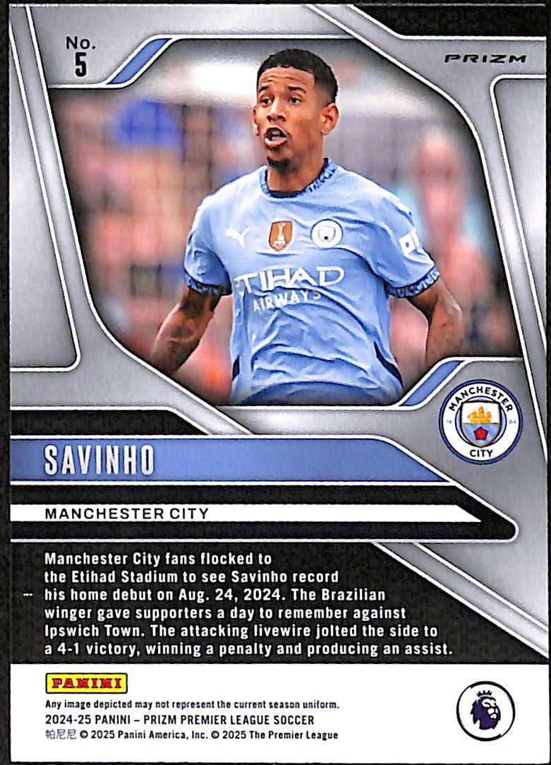 2024-25 Panini Prizm Premier League Pink Mosaic Card 5 Savinho - Image 2