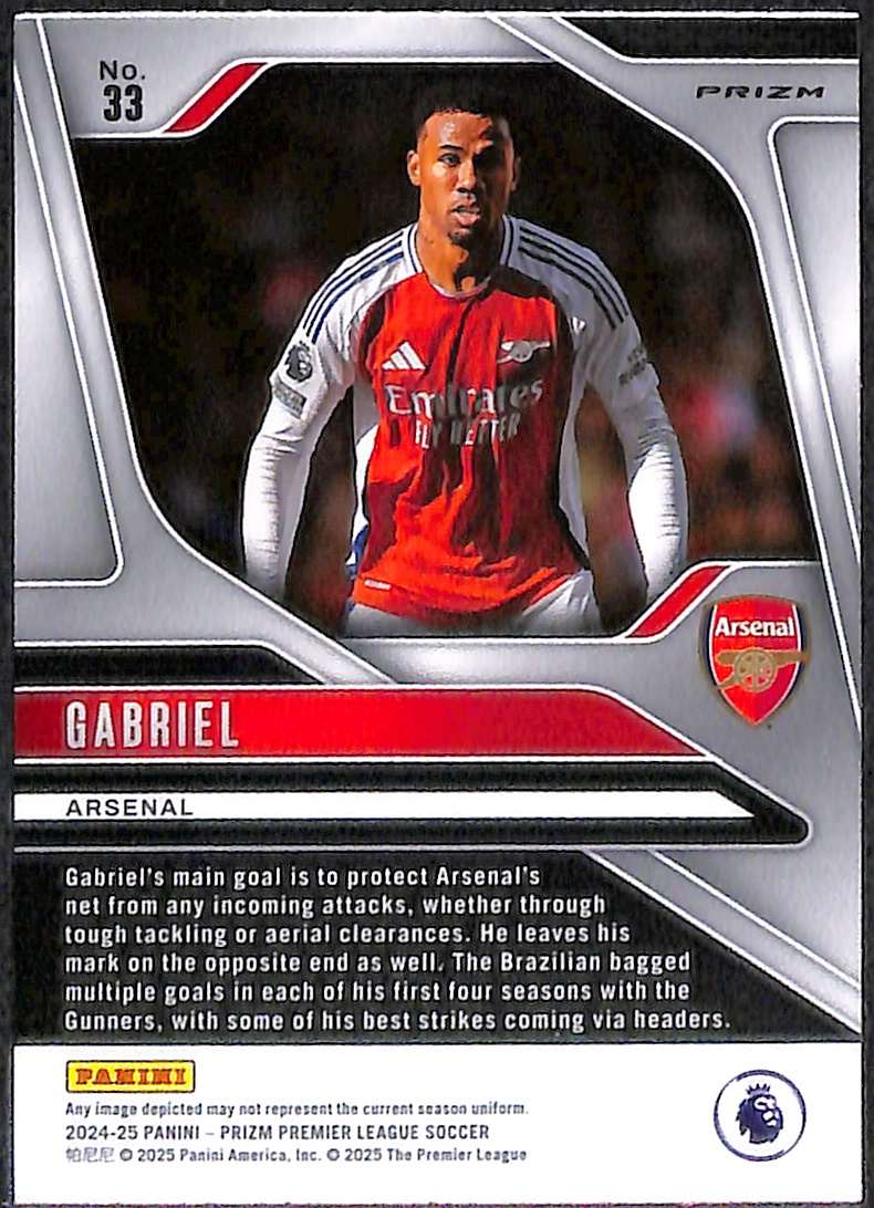 2024-25 Panini Prizm Premier League Purple Prizm Card 33 Gabriel - Image 2