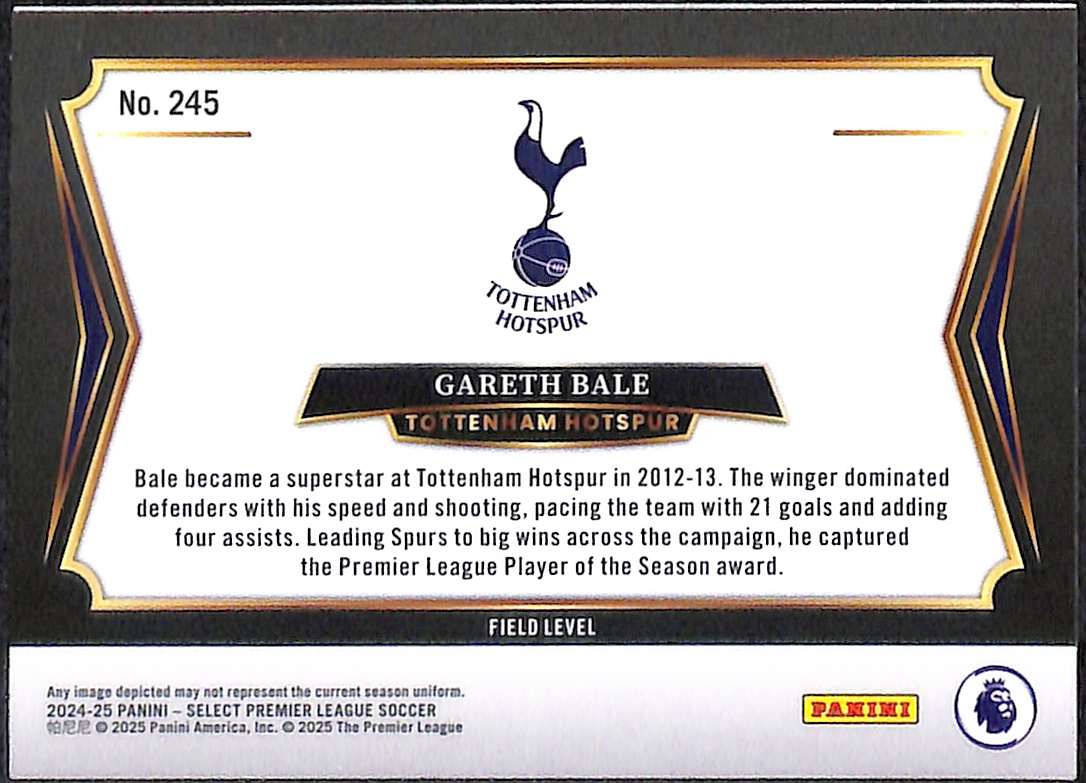 2024-25 Panini Select Premier League Field Level Card 245 Gareth Bale - Image 3
