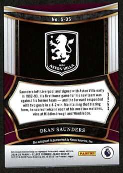 Panini Select Premier League Signatures Purple #S-DS Dean Saunders Auto back