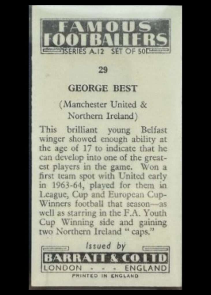 George Best Rookie Card back