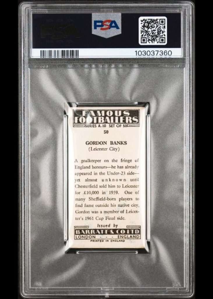 Gordan Banks rookie card back